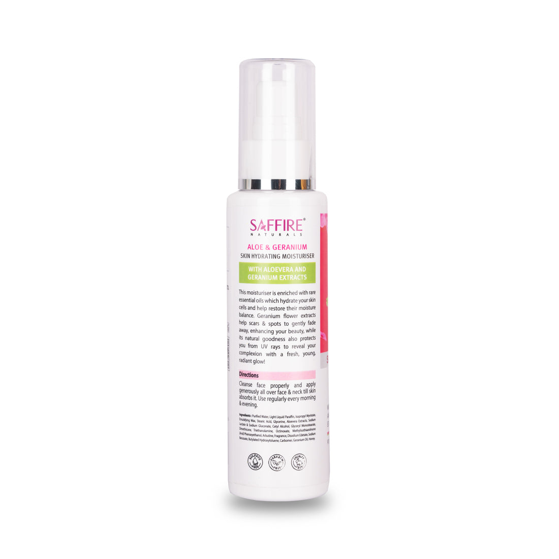 Saffire Aloe Geranium Skin Hydrating Moisturizer | Nourishment For All Skin Types (100ml)