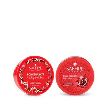 Saffire Naturals Pomegranate Body Scrub & Pomegranate Body Butter Moisturizer
