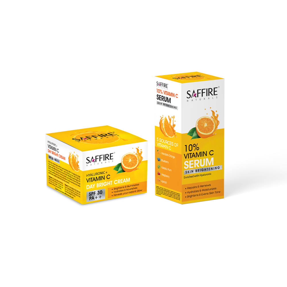 Safffire Naturals Vitamin C Day Bright Cream With Spf 30 Pa++ & 10% Vitamin C Serum
