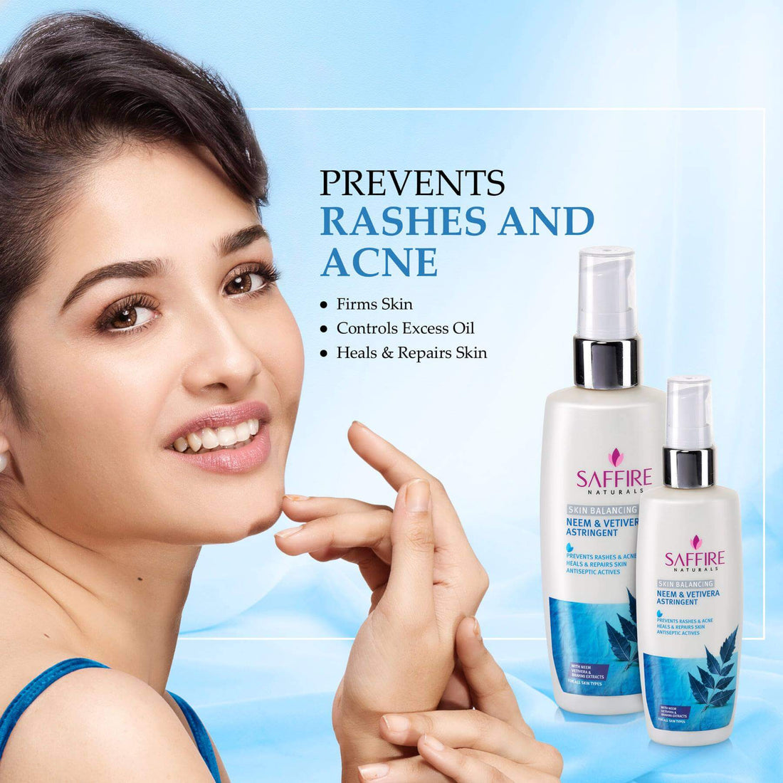 Saffire Naturals Neem Vetivera Skin Balancing Astringent| For Acne & Problem Free Skin 100ml