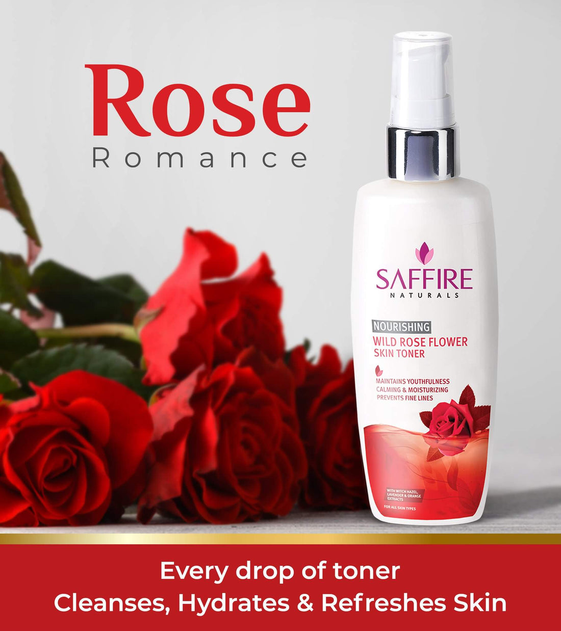 Saffire Naturals Wild Rose Flower Toner | For Smooth And Firm Skin 100 ml