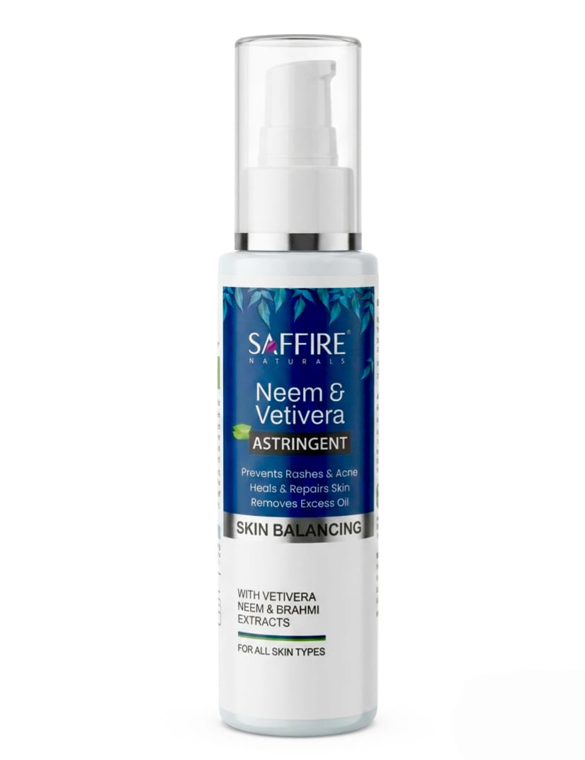 Saffire Naturals Neem & Vetivera Skin Balancing Astringent | For Acne & Problem Free Skin I  100ml