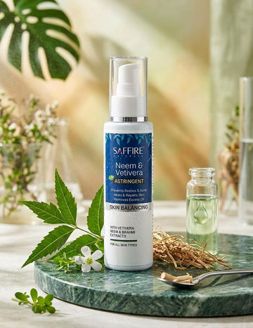 Saffire Naturals Neem & Vetivera Skin Balancing Astringent | For Acne & Problem Free Skin I  100ml