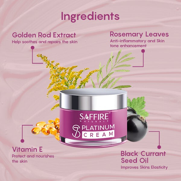 S7 Platinum Cream | Skin Youthfulness Cream | Fight Wrinkles & Pigmentation | 7 Skincare Solutions | Saffire Naturals 45g