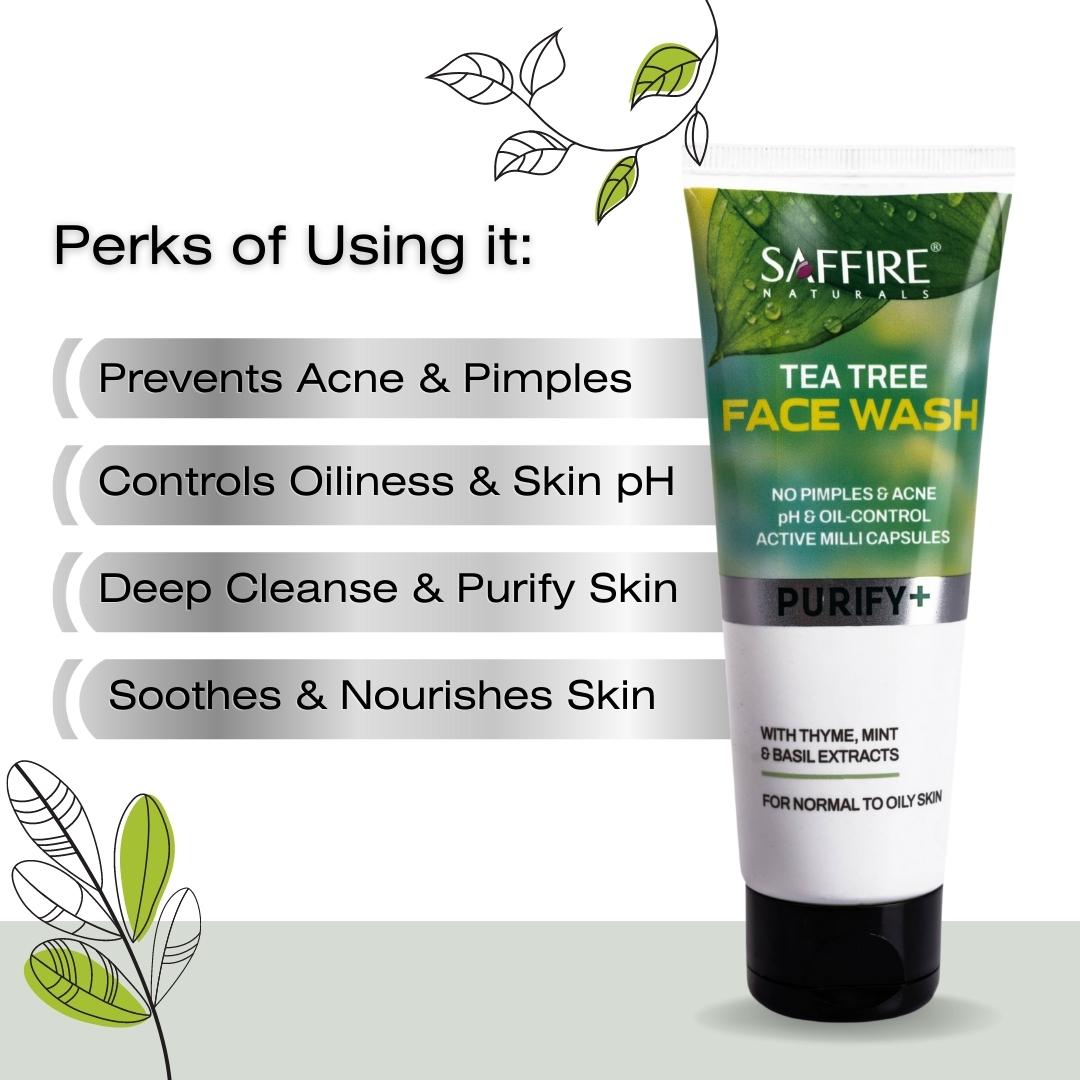 Tea Tree Face Wash & SPF 40 Sunblock Matte Sunscreen Combo, Remove Pimples Naturally & Stay Protected from Sun