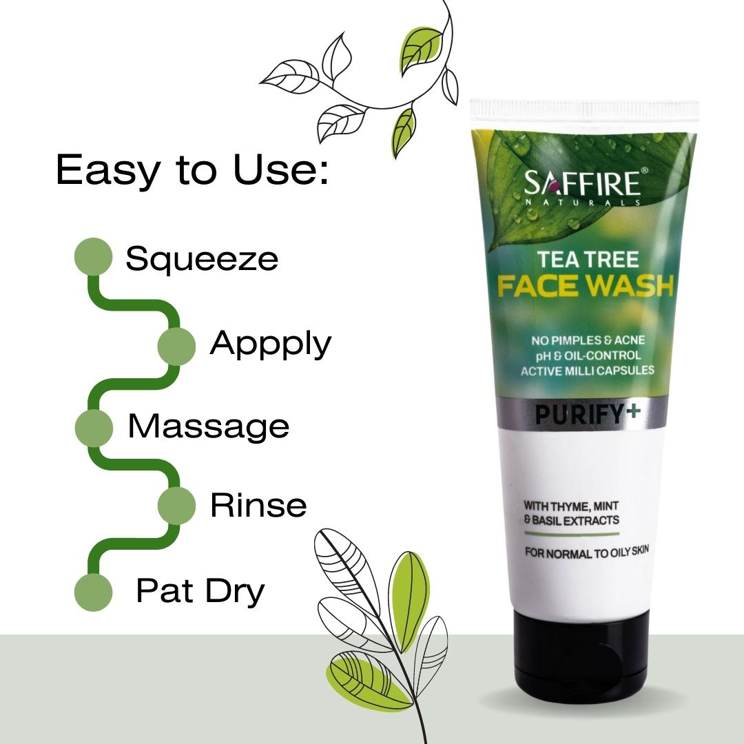 Tea Tree Face Wash & SPF 40 Sunblock Matte Sunscreen Combo, Remove Pimples Naturally & Stay Protected from Sun
