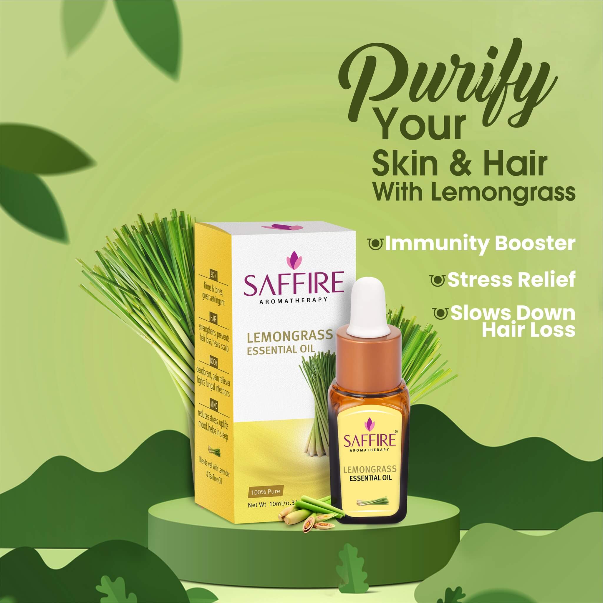 Saffire Naturals Aromatherapy Lemongrass Oil 10ml