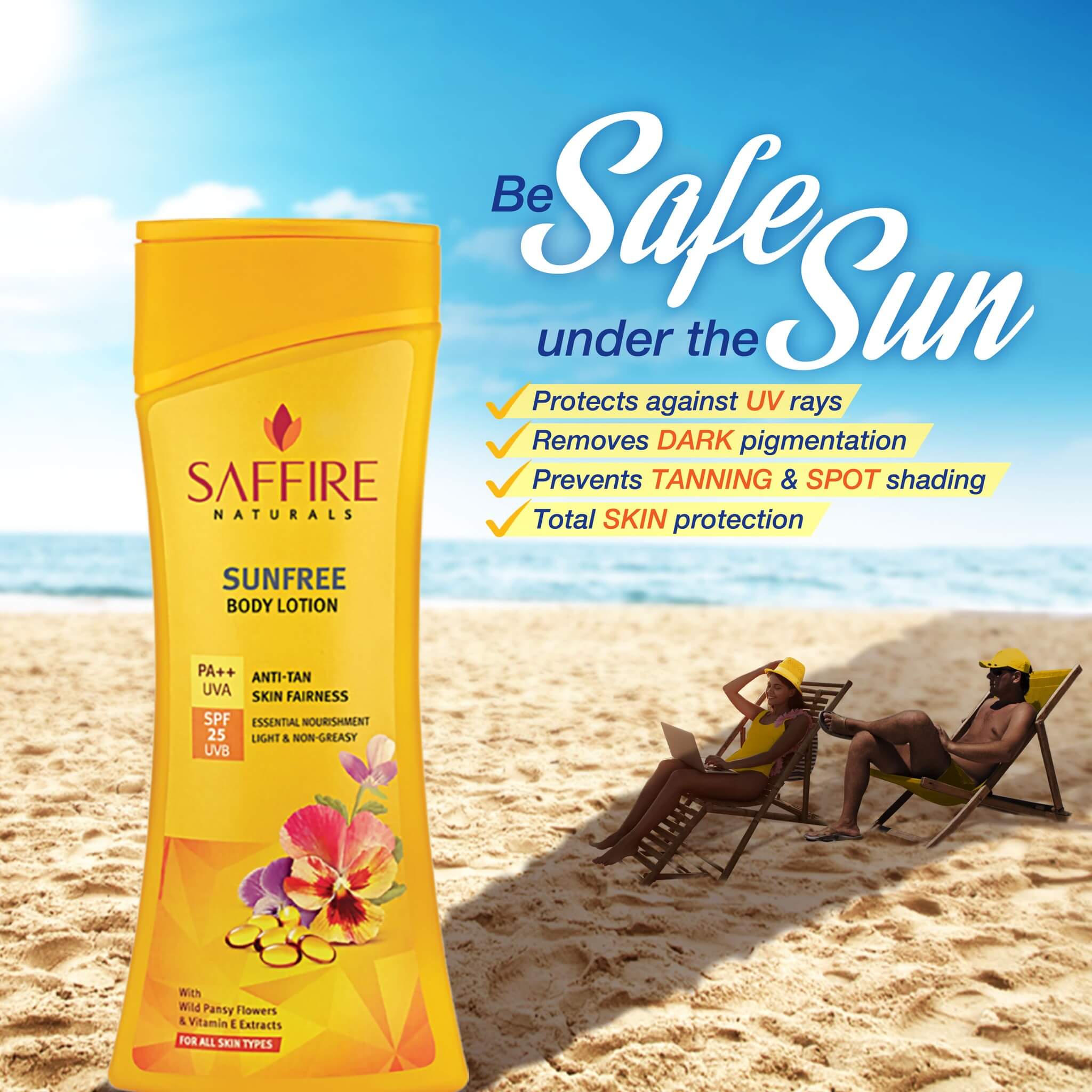 Saffire Naturals Sunfree SPF 25 PA ++ Body Lotion 300 ml